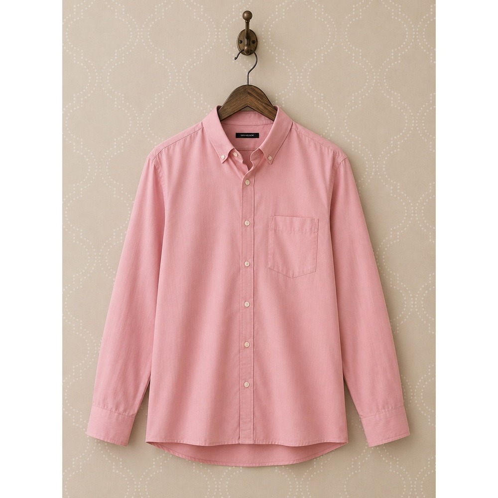 Van Heusen Dress Shirt Ultra Wrinkle Free Regular Fit Stretch Pink 15-15.5 32/33